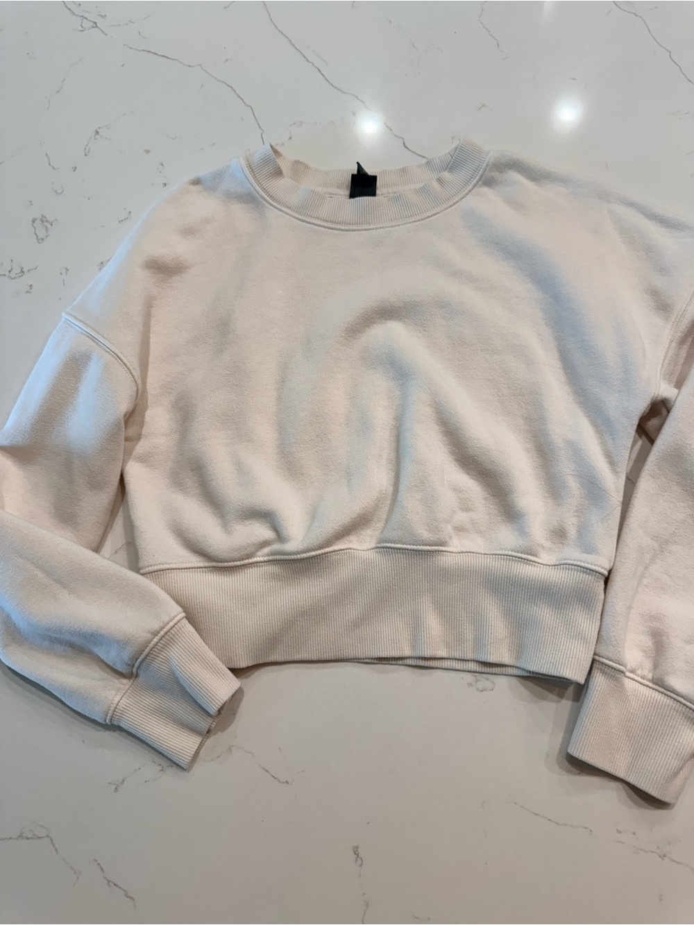 wild fable Off-White Cropped Crewneck Sweatshirt